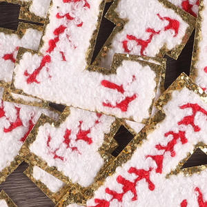 Vàng Biên Giới Chenille Bóng Chày Thư Các Bản Vá Lỗi PVC Vải Sắt Trên Chất Kết Dính Với Sequins Cho Hat Sửa Chữa Và Trang Trí - Product Image 4