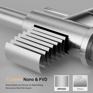 Robinet de cuisine moderne Apaso finition or rose, monocommande avec douchette extractible, 1 trou, montage sur plan avec distributeur de savon - Product Image 6