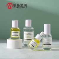 Neues Design 30ml Luxus Kosmetik glas ätherisches Öl Tropf flasche Hautpflege Serum anpassbare Verpackung mit weißer Pipette