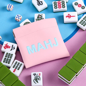 Bolsa de almacenamiento de cartas de mahjong con cierre automático, bolsa de almacenamiento de cartas de mahjong de cuero PU, bolsa de accesorios de mahjong creativa para regalo - Product Image 1