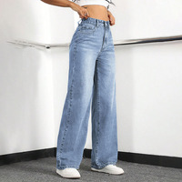 Jeans personnalisés Dongguan pour femmes – Pantalon en denim taille haute, coupe droite, jambe large, ample et extensible, style Boyfriend, pour femmes