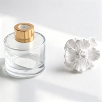 Diffuseur de parfum à bâtonnets en coton, 100 ml, en verre, avec fleur en céramique faite à la main, pour huiles essentielles, décoration de bureau à domicile