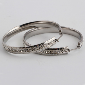 Diamond Encrusted 18K Gold Large Round Hoop <b>Earrings</b> For Women Everyday Wear Gold Steel Color Stainless Steel Ear <b>Post</b> - Product Image 3