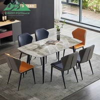 Table à manger de luxe moderne, design minimaliste, pieds en métal, meubles pour villa