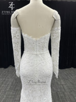 Robe de mariée trompette ivoire grande taille à épaules dénudées, avec décolleté cœur et appliques en dentelle, pour les acheteurs de boutiques de mariage, sur mesure