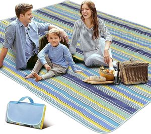 Portable <b>Large</b> Waterproof Foldable Beach <b>Mat</b> Blanket Sand Less Picnic Blanket for Camping and Hiking for Outdoor Use Sand - Product Image 1