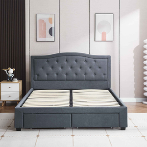 Modern Upholstered Queen <b>Bed</b> Frame <b>with</b> <b>Storage</b> Drawers Soft Fabric Design Bedroom Furniture - Product Image 3