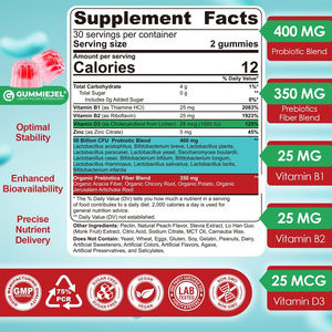 Gummies de haute qualité à marque privée pour le soutien énergétique, superaliments, prébiotiques, probiotiques, soutien à la digestion, nettoyage, détoxification - Product Image 3