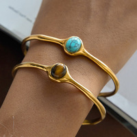 Bracelet en acier titane oeil de tigre à la mode antirouille conception ouverte Bracelet en or 18 carats bijoux