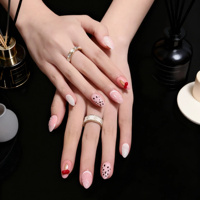 Faux Ongles Roses Blancs Cerise à Presser, Manucure Amande 3D Coquillage en Relief, Acrylique à Pois, 10 Pièces, Vente en Gros Personnalisée pour Salons de Manucure
