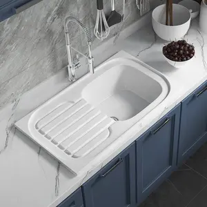 Moderne Luxus weiße Single Bowl Drp in der Montage Küchen spülen