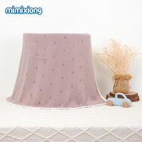 Mimixiong OEKO Tex bebé recién nacido tejido Shell borde ganchillo sólido bebé Swaddle algodón tejido mantas