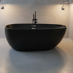 <span class=keywords><strong>Baignoire</strong></span> autoportante moderne ovale pour bain intérieur, en <span class=keywords><strong>acrylique</strong></span> noir, avec fonction massage et hydromassage - Product Image 2