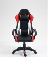 Chaise de jeu pivotante à 360° réglable en hauteur en cuir blanc et rouge