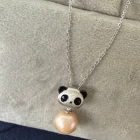 Collier Panda en argent 925 plaqué or avec perle baroque Edison rose-violet d'eau douce de 8-10 mm Tianmeng Trendy pour femmes