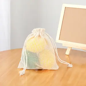 Brand New Eco Poliéster Sabão Embalagem Net Pequeno Drawstring Nylon Mesh Bag