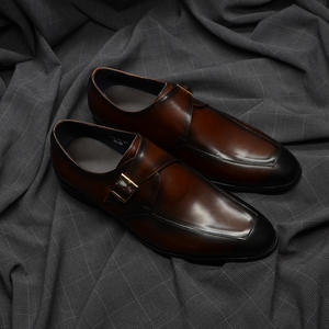 Chaussures habillées pour hommes en cuir véritable, style moderne, faites à la main, avec talons bas, confortables et décontractées, chaussures sur mesure - Product Image 2