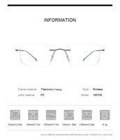 Gafas Borregls sin Montura de Titanio para Hombre, Nuevo Diseño de Marca, Montura Ultraligera, Gafas Cuadradas sin Marco para Mujer, Lentes Ópticas 185708