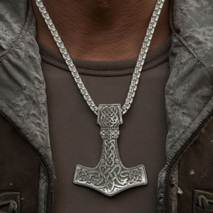 Chaîne à maillons vintage en acier inoxydable pour homme, collier à breloques marteau <span class=keywords><strong>de</strong></span> <span class=keywords><strong>Thor</strong></span>, pendentif, cadeau d'anniversaire pour père - Product Image 2