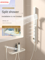 Tiktok Tendance Pistolet Matel Blanc Couleur Smart Led Retour Taille Massage Système De Douche Exposé Mur Monté Salle De Bains Robinets Ensemble De Douche