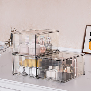 Elegant Clear Stackable <b>Plastic</b> Cosmetic Organizers <b>Drawers</b> Makeup Small Items Dresser Vanity Kitchen Cabinet - Product Image 2