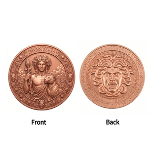Moneda Conmemorativa <span class=keywords><strong>de</strong></span> 1 oz <span class=keywords><strong>de</strong></span> Cobre Fino .999, <span class=keywords><strong>Dios</strong></span> Dionisio, Desafío del Vino, Símbolo <span class=keywords><strong>de</strong></span> Protección <span class=keywords><strong>de</strong></span> Medusa, Mitología Griega, Amor, Estampado UV, Festividad - Product Image 2