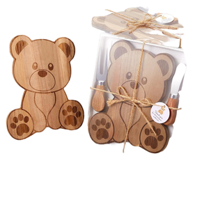 Set di Taglieri <span class=keywords><strong>in</strong></span> <span class=keywords><strong>Legno</strong></span> a Forma di Orso con Coltello e Forchetta <span class=keywords><strong>per</strong></span> Formaggi, Vassoio da Servizio <span class=keywords><strong>per</strong></span> Baby Shower, Regali <span class=keywords><strong>per</strong></span> la Casa e la Cucina - Product Image 1
