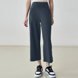 Femmes nouveau automne décontracté tricoté 7/8 longueur pantalons de sport pour Petites Figures coupe ample minceur jambe large avec effet drapé - Product Image 3