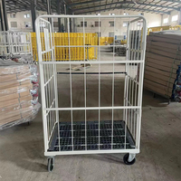 Chariot en treillis métallique pliable en acier galvanisé électrostatique Q235 à quatre roues, conteneur industriel HDNT