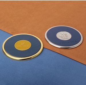 Small MOQ Promotional Custom Logo High Quality Round Shaped Coasters Metal Cup Mat Coaster