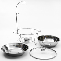 Chauffe-plat suspendu de luxe en acier inoxydable, récipient pour réchauffer les aliments pour buffet, chauffe-plat chauffé à l'alcool en acier inoxydable