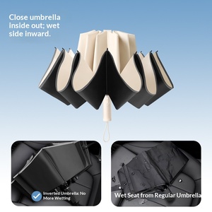 Three-fold 10-bone <b>Automatic</b> Reflective Strip Black Glue Sunscreen Reverse <b>Umbrella</b> Business Printing LOGO Manufacturers Spot - Product Image 3