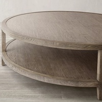 Table basse de salon américaine, table basse ronde en bois recyclé antique avec rangement