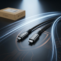 Kabel Video pengisian daya cepat, USB 4.0 tipe-c 0.5m penyimpanan Data sangat cepat 16K Thunderbolt 5 40Gbps 240W nilon ultra-ramping Monitor 4K