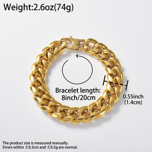 Bracelet fin en acier inoxydable 316L plaqué or 18 carats, maillons ovales épais entrelacés, finition polie, idéal pour la vente en gros - Product Image 6