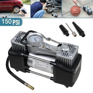 ปั๊มลมยางรถยนต์แบบสองกระบอกสูบ รุ่นใช้งานหนัก 12V พกพาสะดวก 150 PSI สีดำ ใช้ได้กับรถยนต์ทั่วไป รุ่น SR02-014 สำหรับยาง SR - Product Image 1