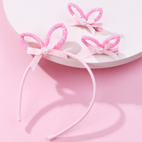Mignon doux en forme d'arc dessin animé lapin oreille cheveux accessoires enfants bandeau ensemble cheveux lâches trousse à outils pour les enfants