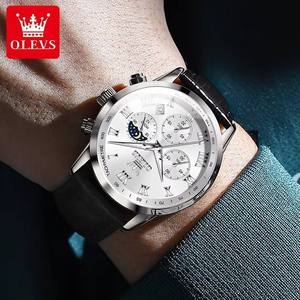 <span class=keywords><strong>Montre</strong></span> pour homme OLEVS 5529 de luxe, étanche, bracelet en cuir, chronographe à quartz, phase lunaire, lumineuse, <span class=keywords><strong>montre</strong></span>-bracelet décontractée pour homme - Product Image 5