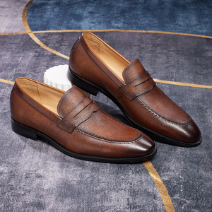 Chaussures en cuir véritable à bout rond et à enfiler |   Chaussures habillées pour hommes pour le bureau, les mariages et les occasions formelles - Product Image 2