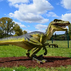 חיים גודל פיברגלס דינוזאור velociraptor פיסול גן דקורטיבי דינוזאור פסל