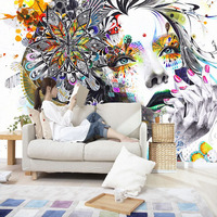 Papier Peint Mural Personnalisé Peint à la Main Motif Graffiti Abstrait Artistique pour Salon Chambre Décoration d'Intérieur