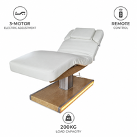 Lit de beauté électrique à 3 moteurs, base en métal, capacité de charge de 200 kg, télécommande, hauteur réglable, microblading, soins de la peau, salon