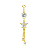 Bijoux de piercing pour nombril en acier inoxydable 316L, filetage interne, motif papillon et fleur, vente en gros