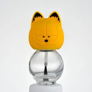 Garrafa de vidro vazia de gato, 8ml/10ml, formato de gato, com cor amarela, tampa de esmalte de unha para o pacote de óleo de unha