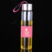 Bouteille d'eau en verre borosilicate personnalisée avec infuseur à thé et couvercle en acier inoxydable
