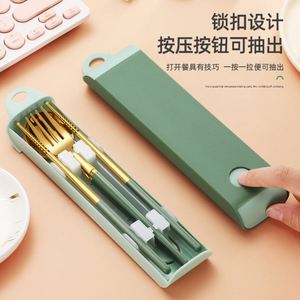 316 Camping <b>Cutlery</b> <b>Set</b> With Storage Case <b>Travel</b> Stainless Steel Silverware Portable Spoon Chopsticks - Product Image 3