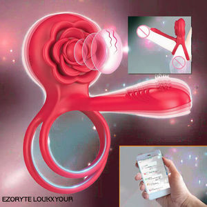 Nieuwe stijl elektrische vibrerende siliconen penisring, herbruikbaar, applicatiecontrole, stil, massage <span class=keywords><strong>ring</strong></span> voor volwassen mannen - Product Image 4