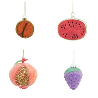 Bestverkochte handgeblazen gekleurde glazen artistieke kerstboomversieringen, fruitvormig, retro, voor thuis, feestelijke decoraties