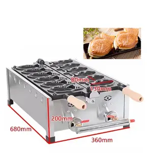 Commercial Gas Small Fish Cake Machine Fish shaped Bread Baking Double sided Stove Non stick Taiyaki Muffin Cake Machine