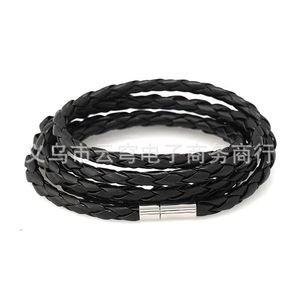 European And American Style 5 Layer Pu <b>Leather</b> <b>Bracelet</b> With Snap Clasp For Gift - Product Image 1